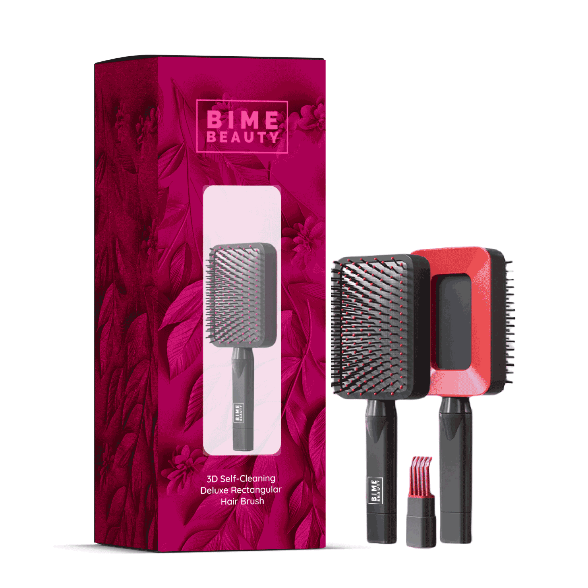 3D Self-cleaning Deluxe Rectangular Hair Brush by BimeBeauty