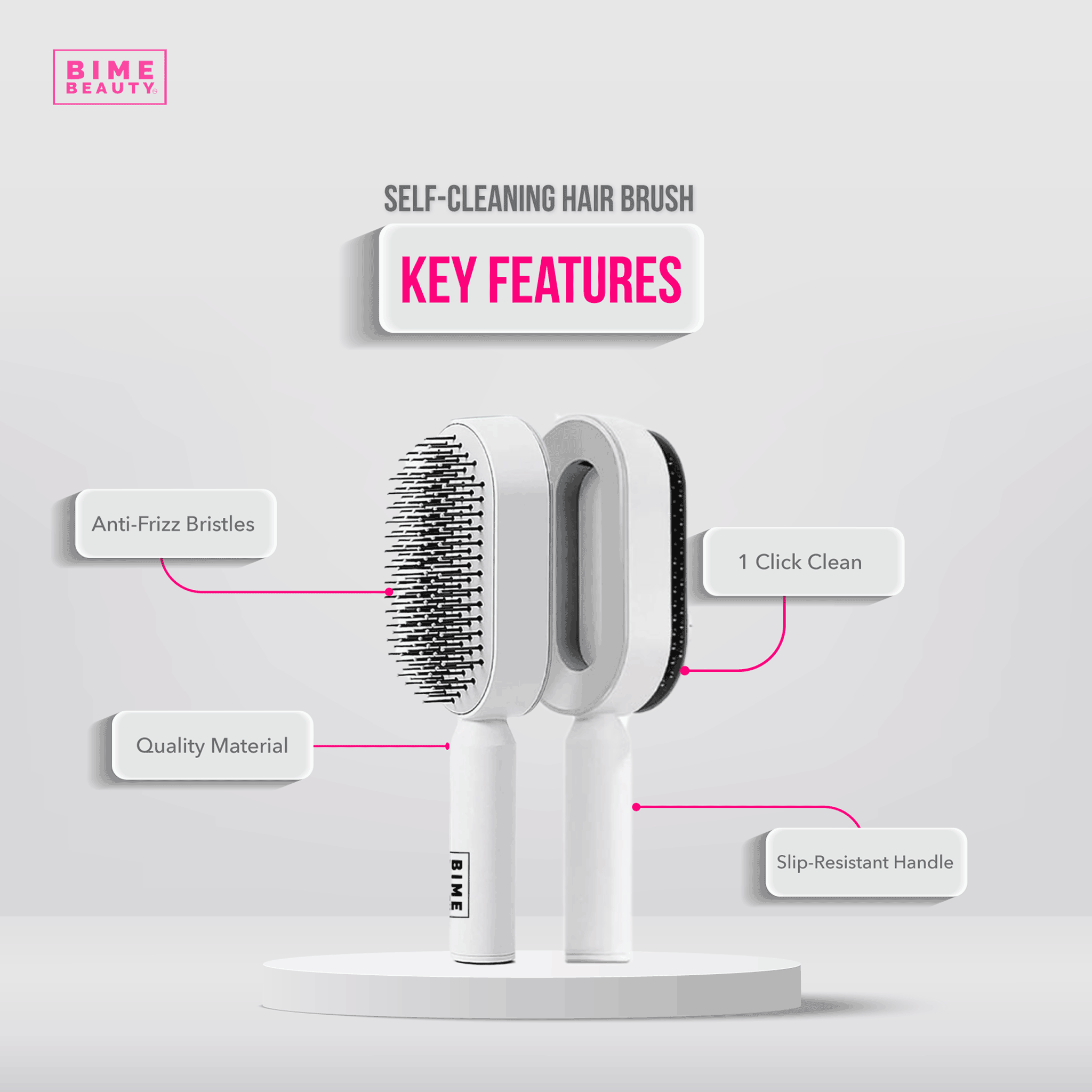 Bime Beauty self-cleaning brush features